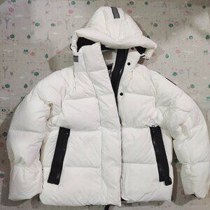 Canada Goose White Hooded Down Jacket